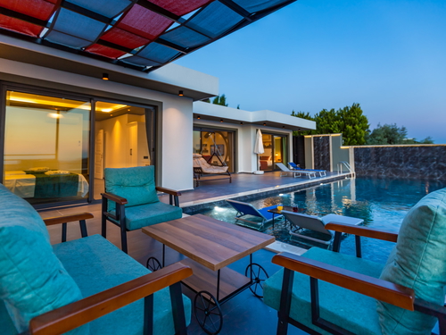  gece  -  Kasım
  | Kalkan Üzümlü'de Romantik Jakuzili, Doğa Manzaralı Muhafazakar Villa Tatili